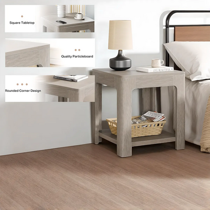 Modern Simple Corner Table, Light Gray Wood Decorative Shelf 
