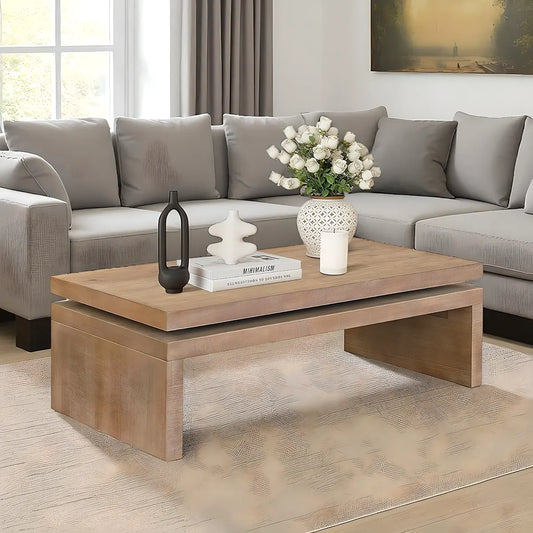 Modern Wooden Coffee Table 48” – Minimalist Design, Load Capacity 45kg 